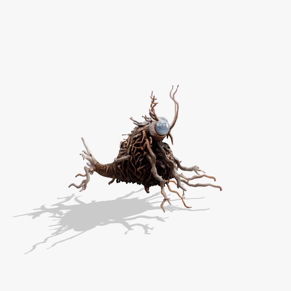 Root-Entanglement Creature with Insectoid Eyes